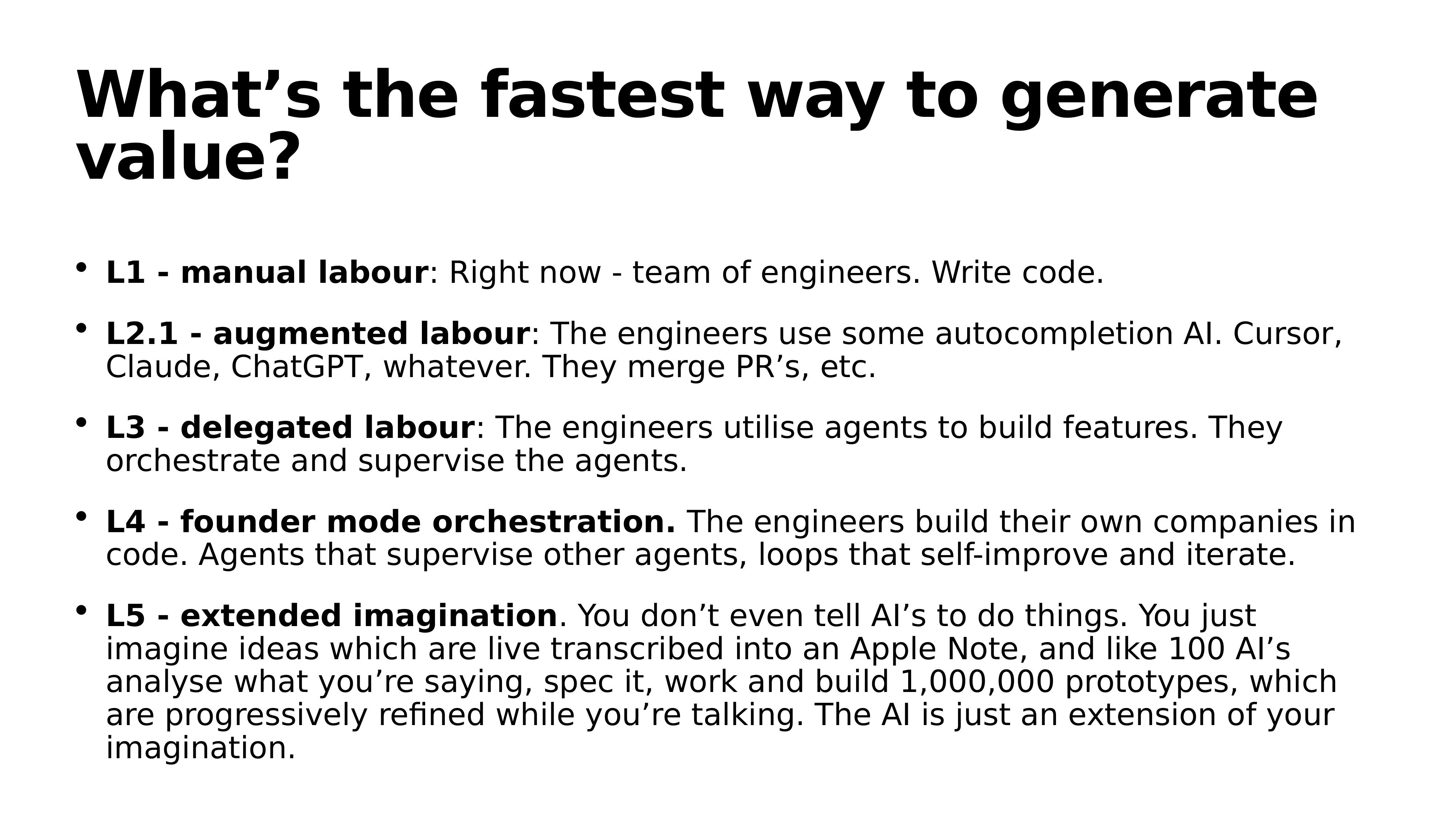 The Five Levels of Value Generation