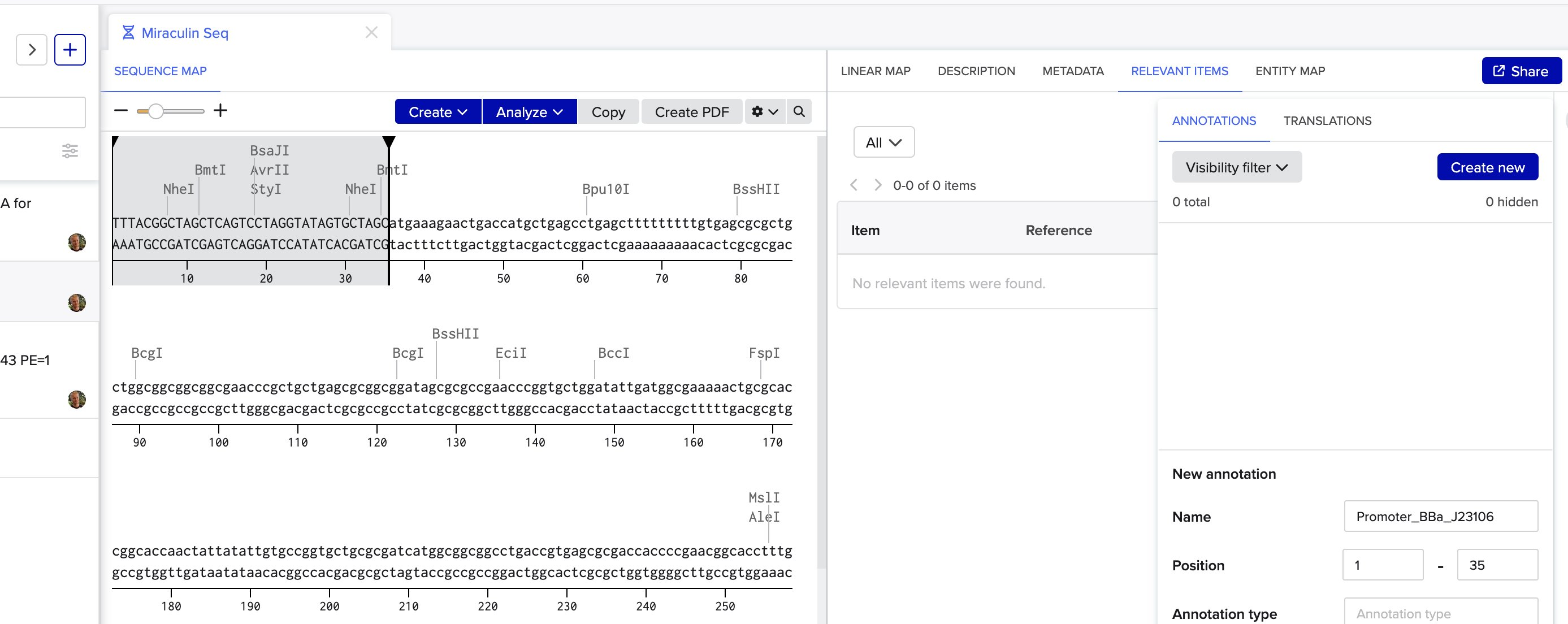 Benchling sequence annotations